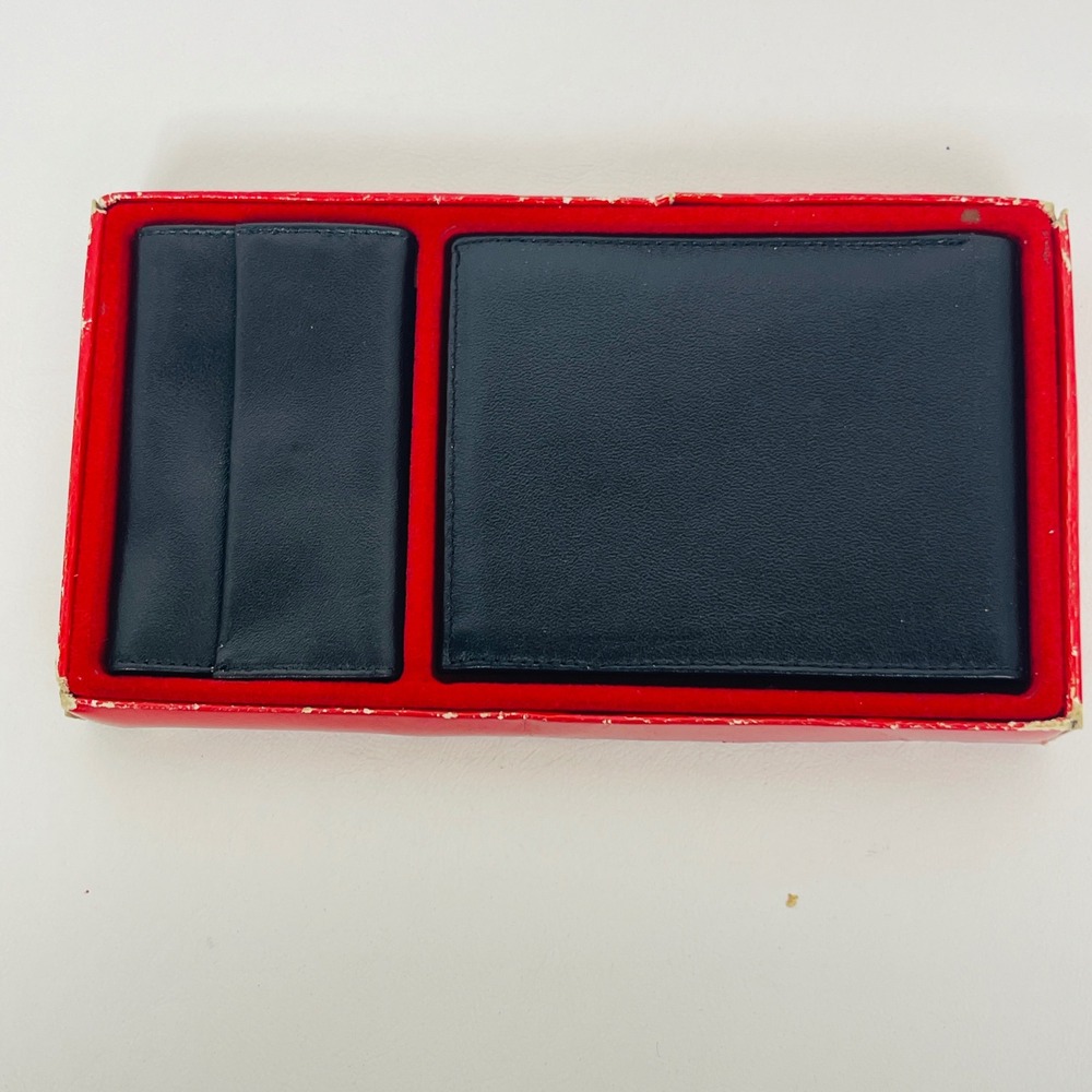 Unbranded Wallet Key Case Set Mens OS Bifold Black Top Grain Cowhide Excellent